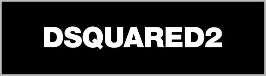 Black dsquared2 logo with bold white lettering.