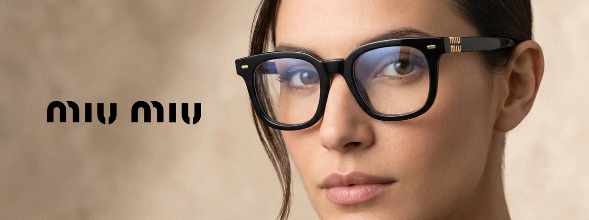 Black rectangular-framed glasses with gold-tone branding on the temples.slider_item_Amrcep