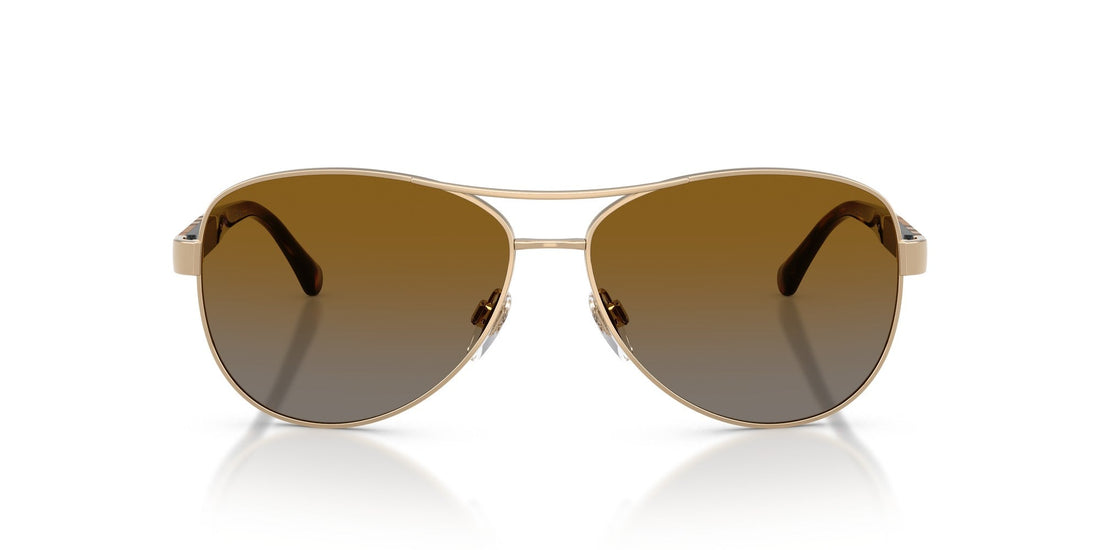 Burberry BE3080 women's pilot sunglasses, light gold frame, polarised brown gradient lens – front view