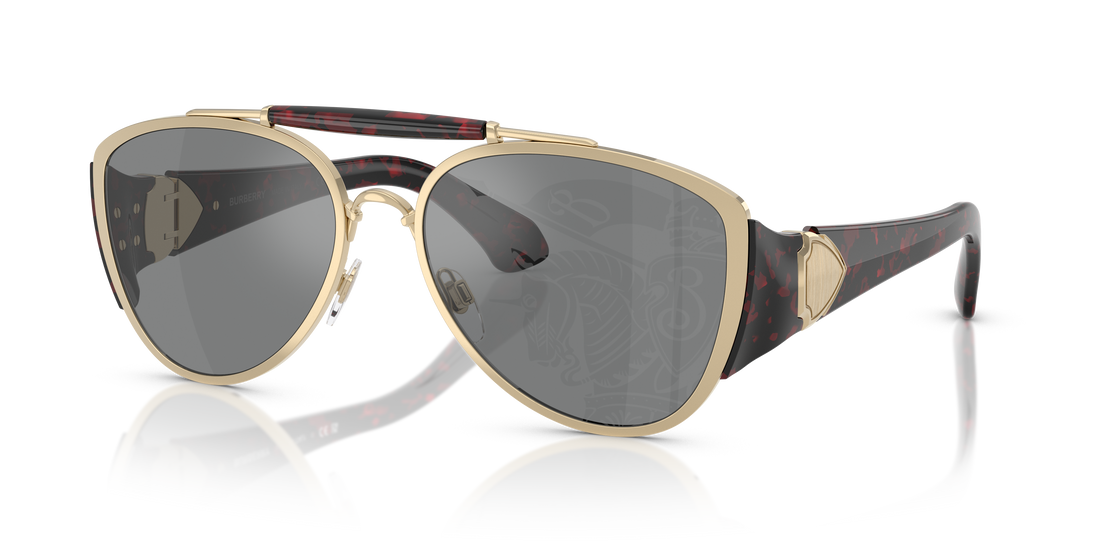 Burberry BE3161 Sunglasses – Light Gold / Dark Grey Tampo Silver – front view