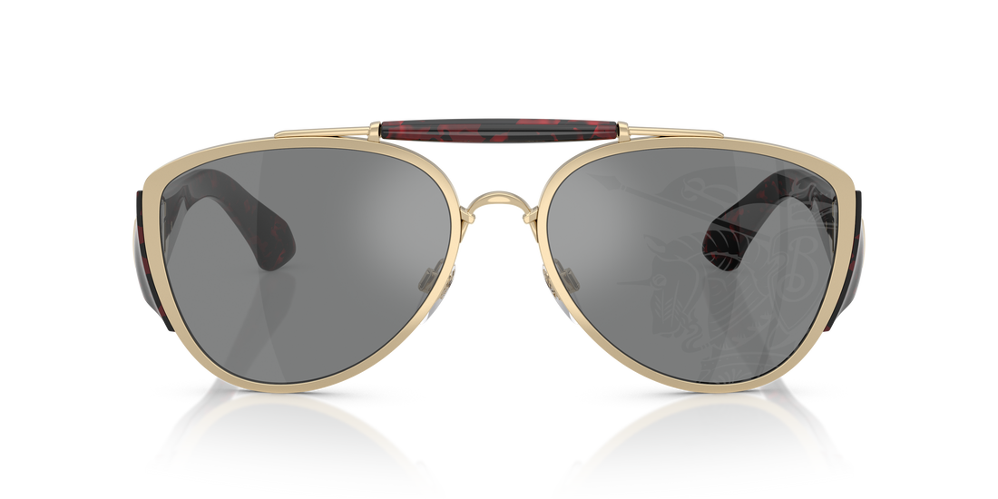 Burberry BE3161 Sunglasses – Light Gold / Dark Grey Tampo Silver – front view