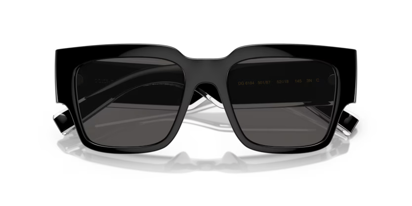 DOLCE GABBANA DG 6184 501/87 SUNGLASS - 52 / Black - Sunglasses