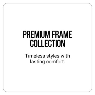 Premium frame collection logo with bold black text on a clean white background.