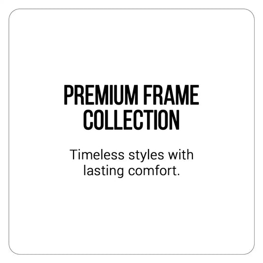 Premium frame collection logo with bold black text on a clean white background.