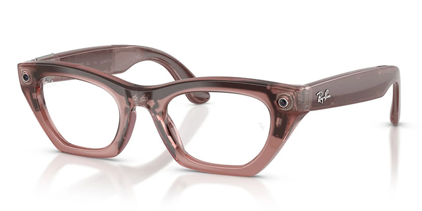 RAYBAN META RW4015 (GEN 3) ZENA 8553 49 FRAME - Shiny Transparent Peach/Clear / 49 - Eyeglasses