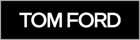 Tom ford logo in bold white sans-serif font on a black background.