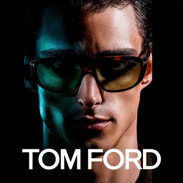 Tom ford sunglasses with tortoiseshell frames and gradient green-to-yellow lenses.