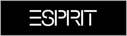 White ’esprit’ logo on a black background.