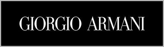 White ’giorgio armani’ logo in classic serif font on a black background.