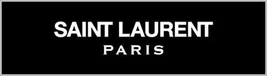 White ’saint laurent paris’ logo on a black background.